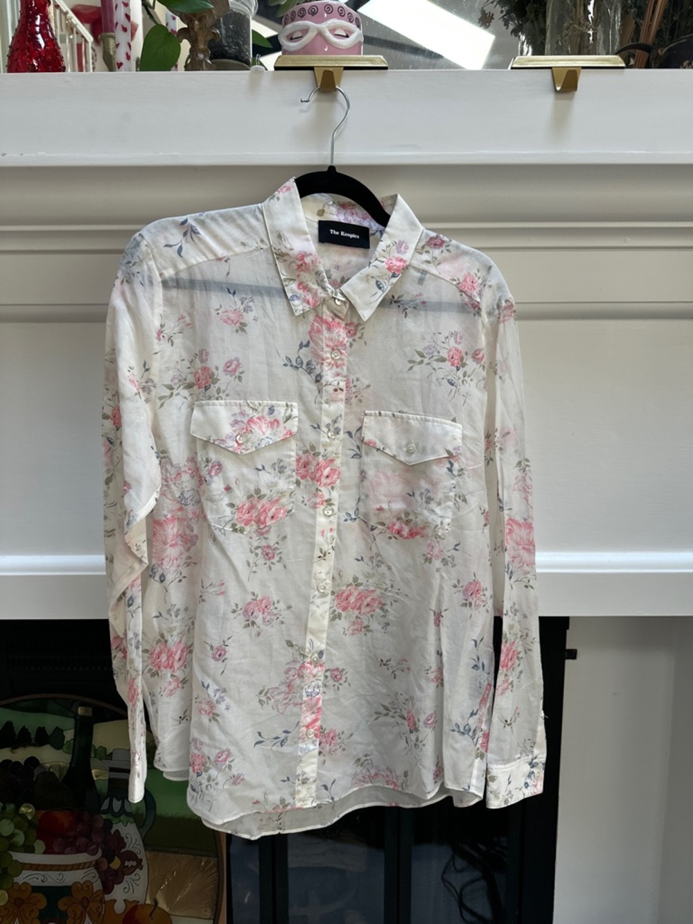 The Kooples Floral Print Sheer Button Down